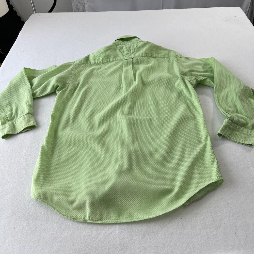 Vintage Tommy Hilfiger Shirt Mens Medium Green Dot Button Down Cotton Casual LS - Picture 7 of 14
